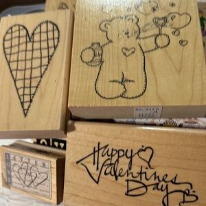 15 Stampin' Up! Wooden/rubber Valentine themed Stamps
